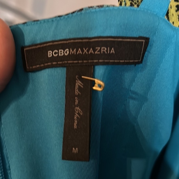 BCBGMaxAzria Ivita Blue/Green/Yellow Snake Print Ruched Bodycon Dress Size Med - Picture 7 of 8